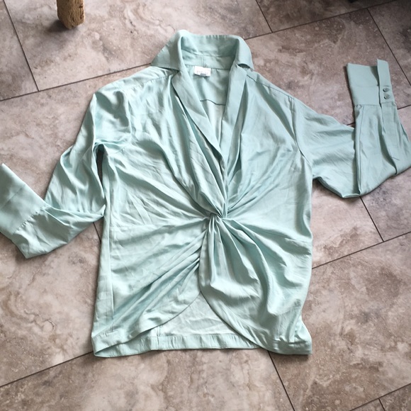 BYRON BYRON LARS MINT TWIST FRONT DRESS SHIRT SIZE 16 EUC - Picture 2 of 11